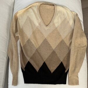 Intarsia by Pringle 100% Cashmere Argyle Sweater Made in Scotland Size 40